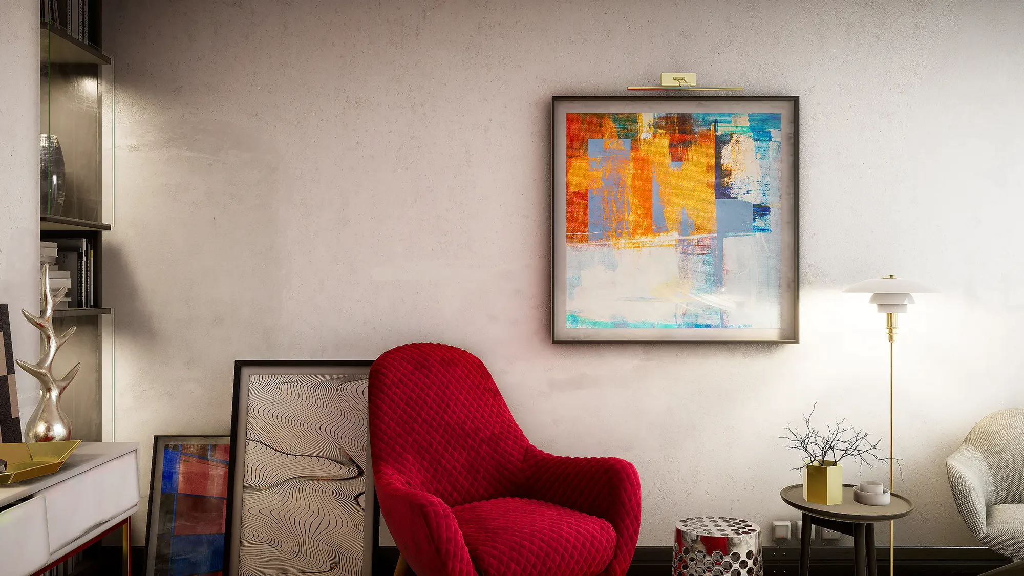 Modern luxury interior living room 3D visualization